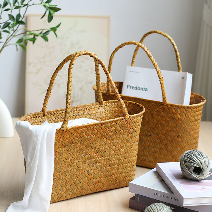 Unisex Handwoven Shopping Container with Double Handle Bowlift