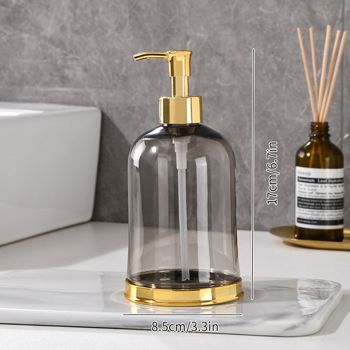 Ribbed Glass Soap Dispenser with Gold Pump Refillable Lotion Bottle Bowlift