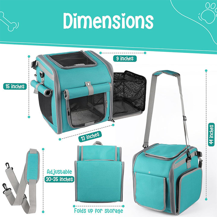 Front-Mount Convertible Bicycle Pet Carrier Backpack with Expandable Mesh Canopy and Padded Orthopedic Base Bowlift