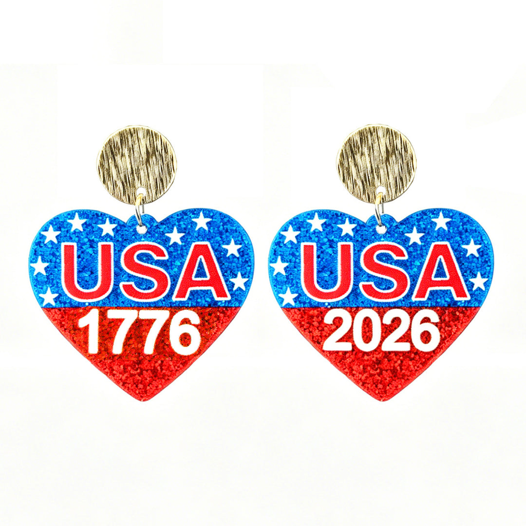 Ladies nan glittering bow earrings with stud closure and star stripe motif Bowlift