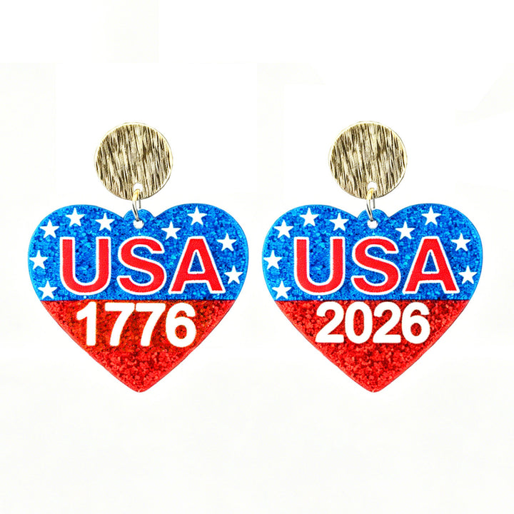 Ladies nan glittering bow earrings with stud closure and star stripe motif Bowlift