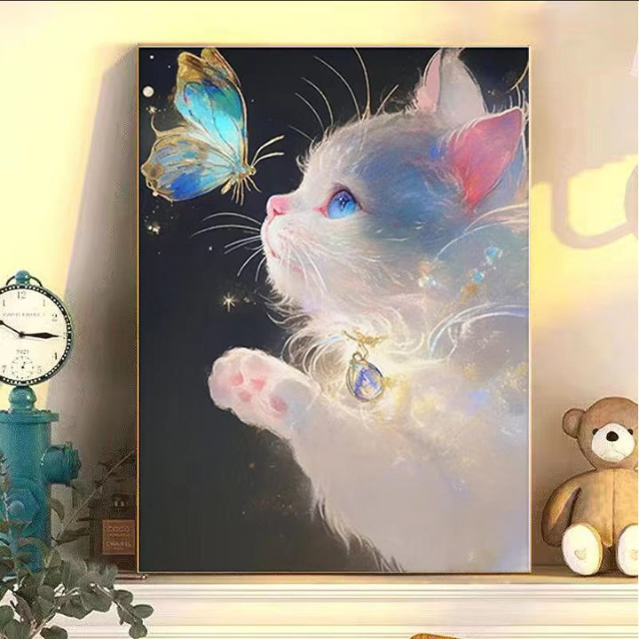 Enchanting Cat and Butterfly Art Print Bowlift