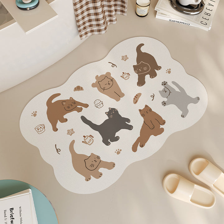 Playful Cat-Themed Bath Rug  1786983244