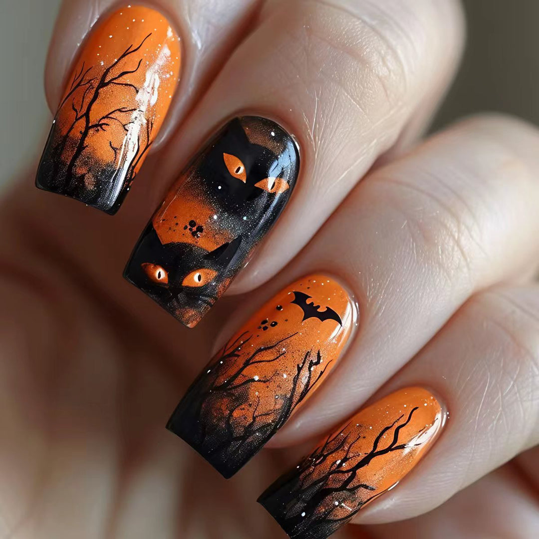 Creative artificial nails with spooky Halloween design Bowlift
