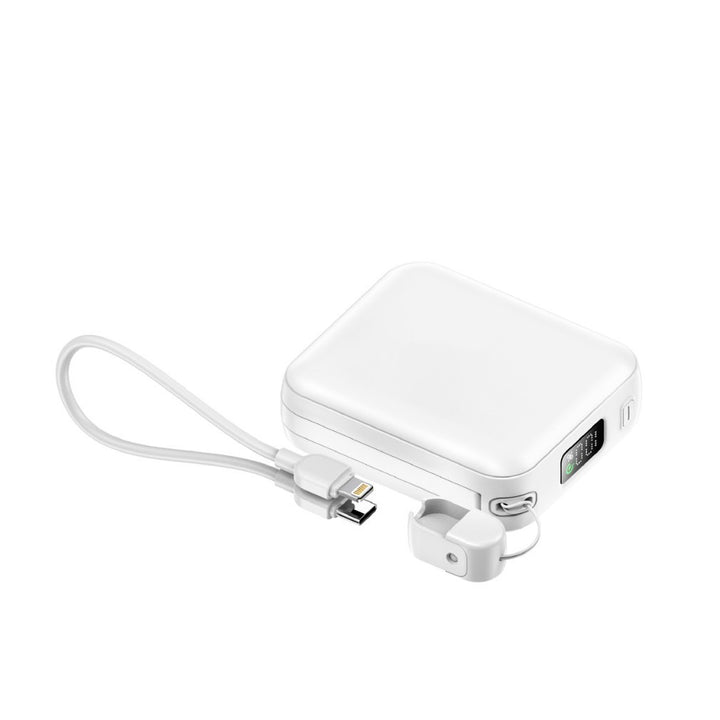 Portable power bank with integrated charging cable and digital display Bowlift