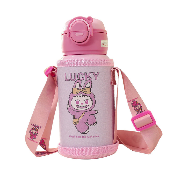 Women Insulated Water Bottle with Practical Carry Strap and Playful Design Bowlift