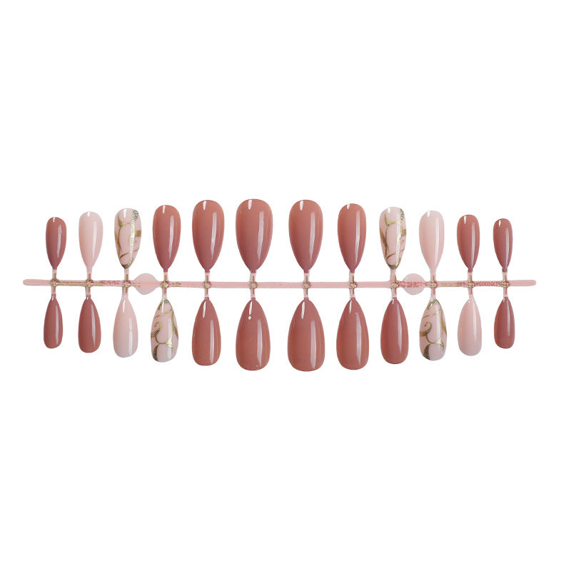 Elegant Press-On Nail Art Set with Floral and Glossy Accents Bowlift