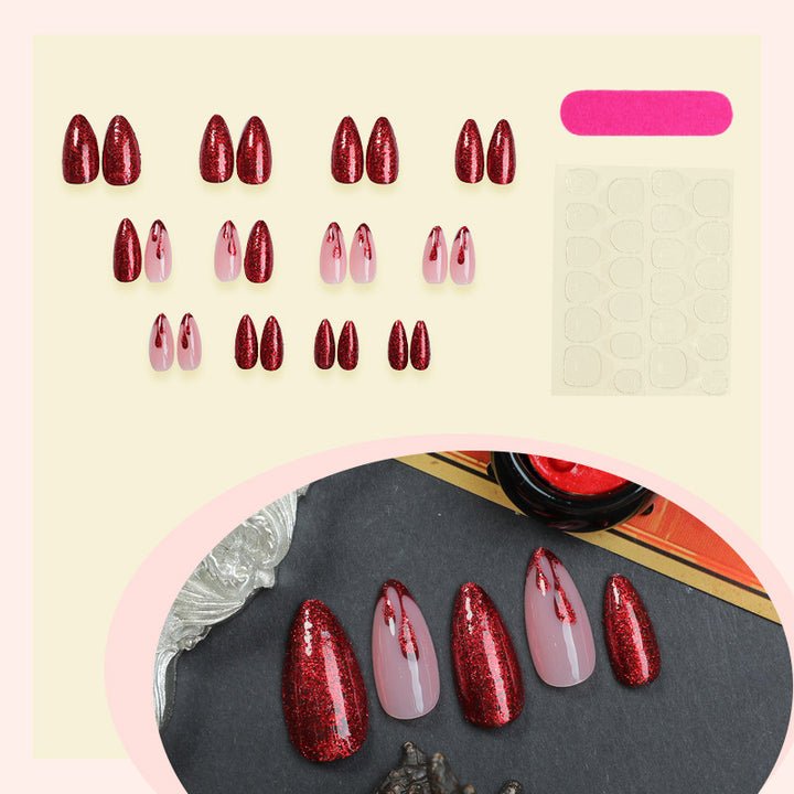Luxurious artificial nail set with glamorous glitter Bowlift