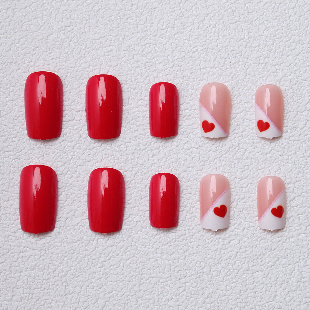 Heart-Embellished Press-On Nail Art Bowlift