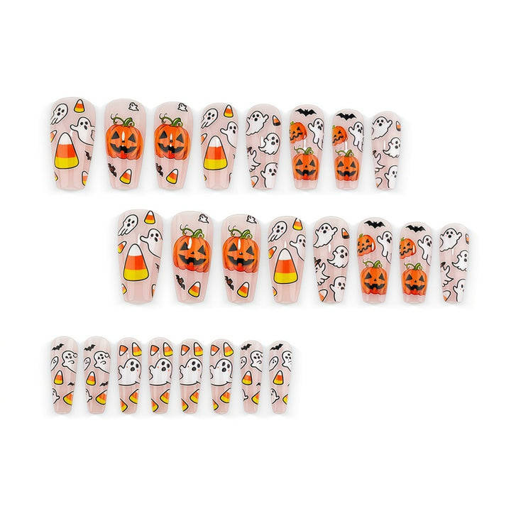 Creative Halloween Art Nails in Ghost and Pumpkin Design Bowlift