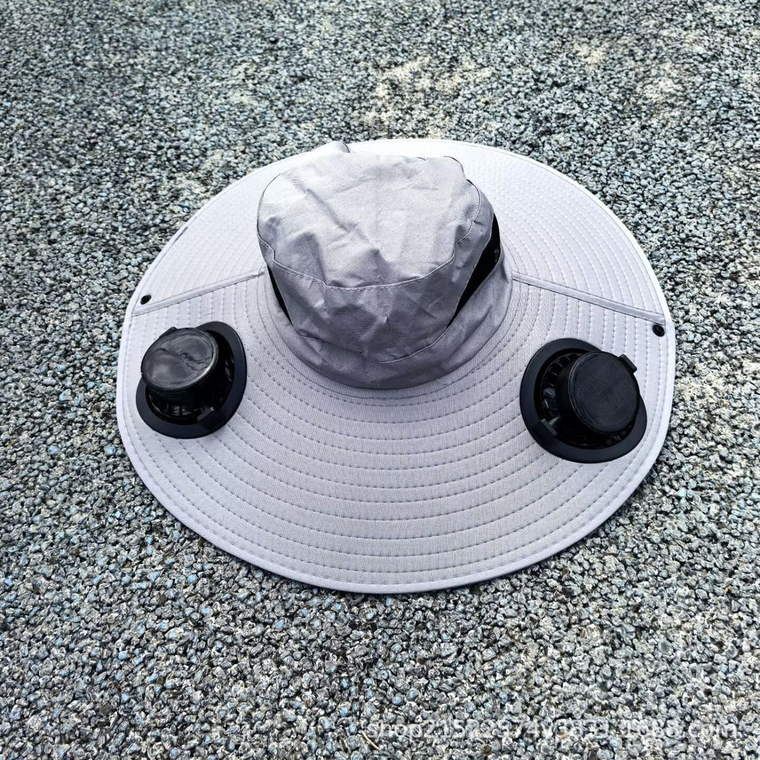air-cooled sun hat with removable USB fans and wide neck protection Bowlift