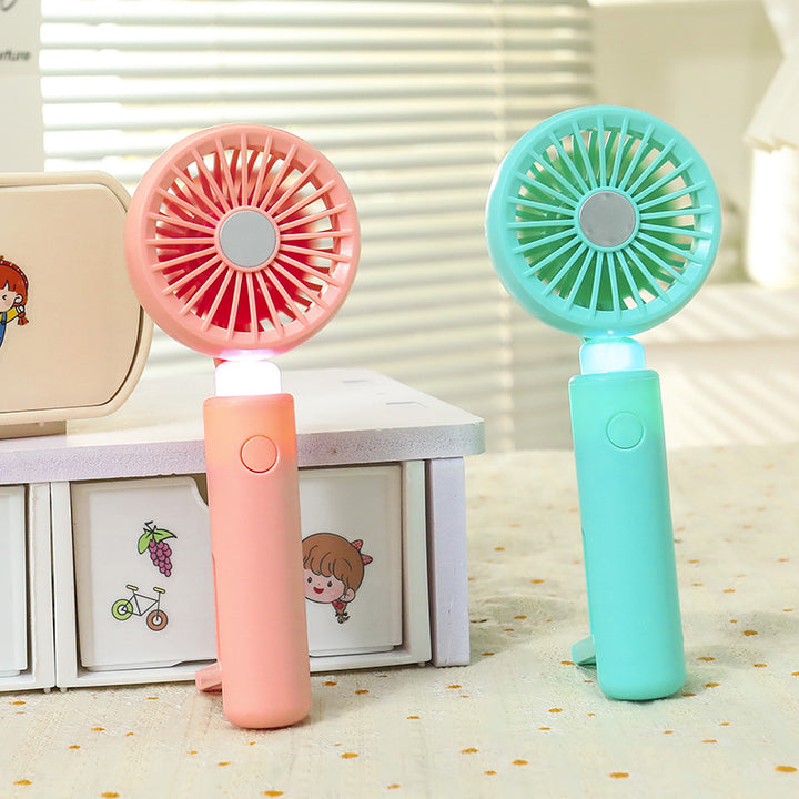 Women's Portable Hand Fan with Integrated LED Lighting Bowlift