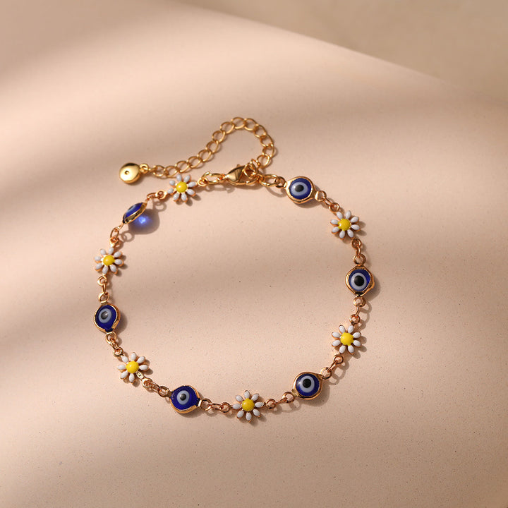 Floral Evil Eye Charm Anklet Bowlift