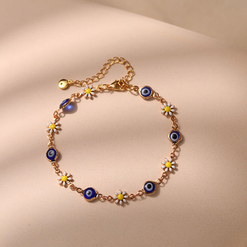Floral Evil Eye Charm Anklet Bowlift