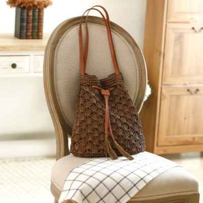 Macrame Shoulder Bag with Elegant Tassel Decoration Bowlift