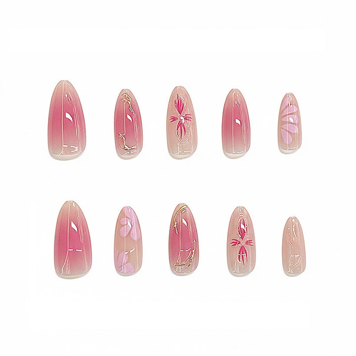 Artistic Floral Ombre Press-On Nail Set Bowlift