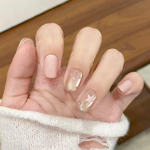 Decorative Glitter Star Press-On Nails Bowlift