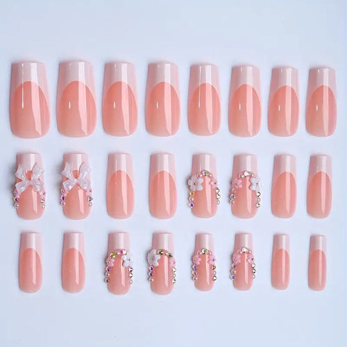 Artificial nails with elegant 3D bows and glitter accents Bowlift