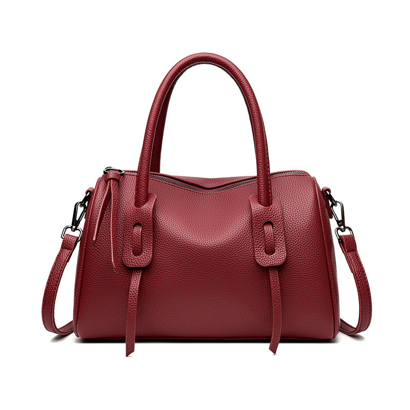 Textured Leather Weekender Bag Bowlift