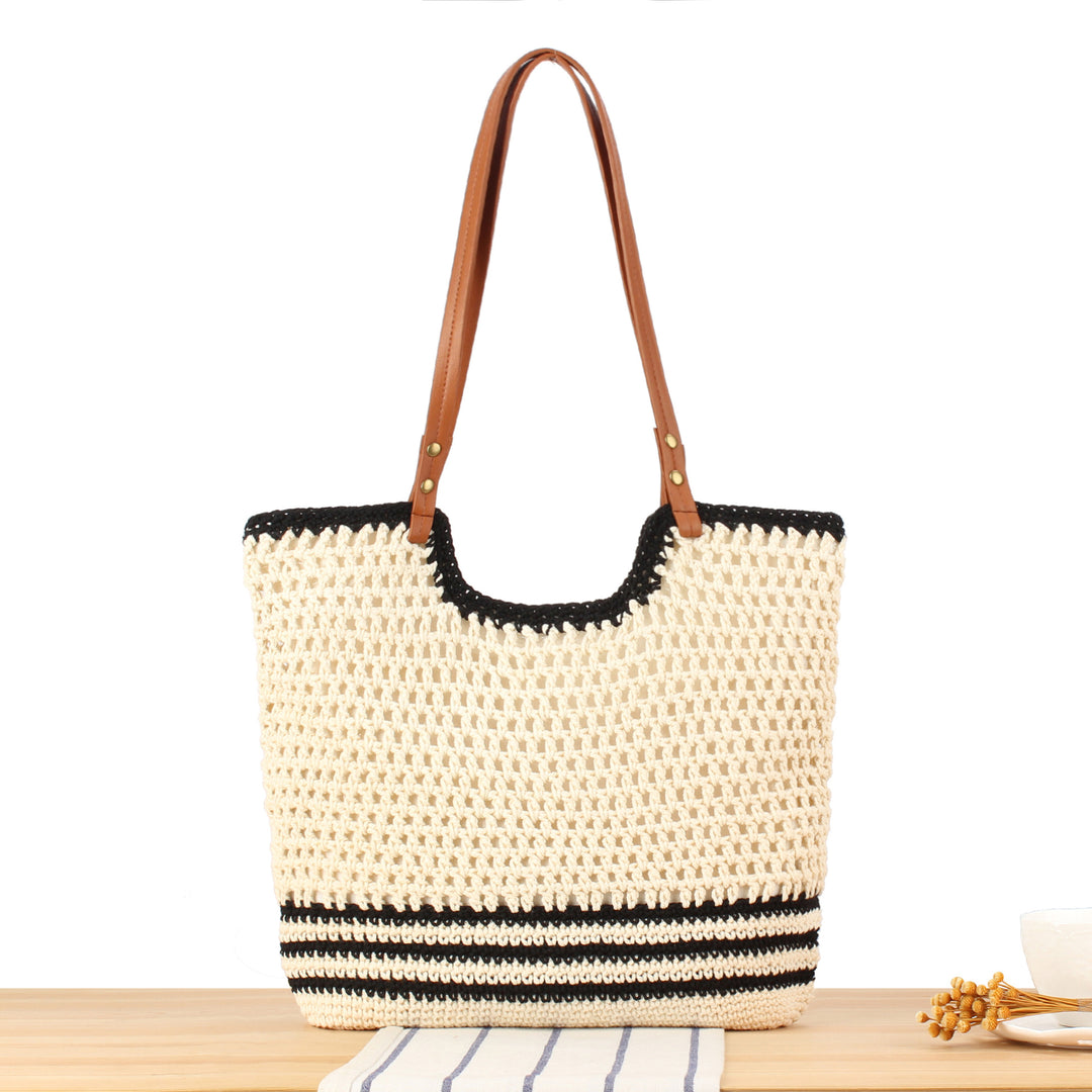 Stylish Macrame Tote Bag with Sturdy Leather Handles Bowlift