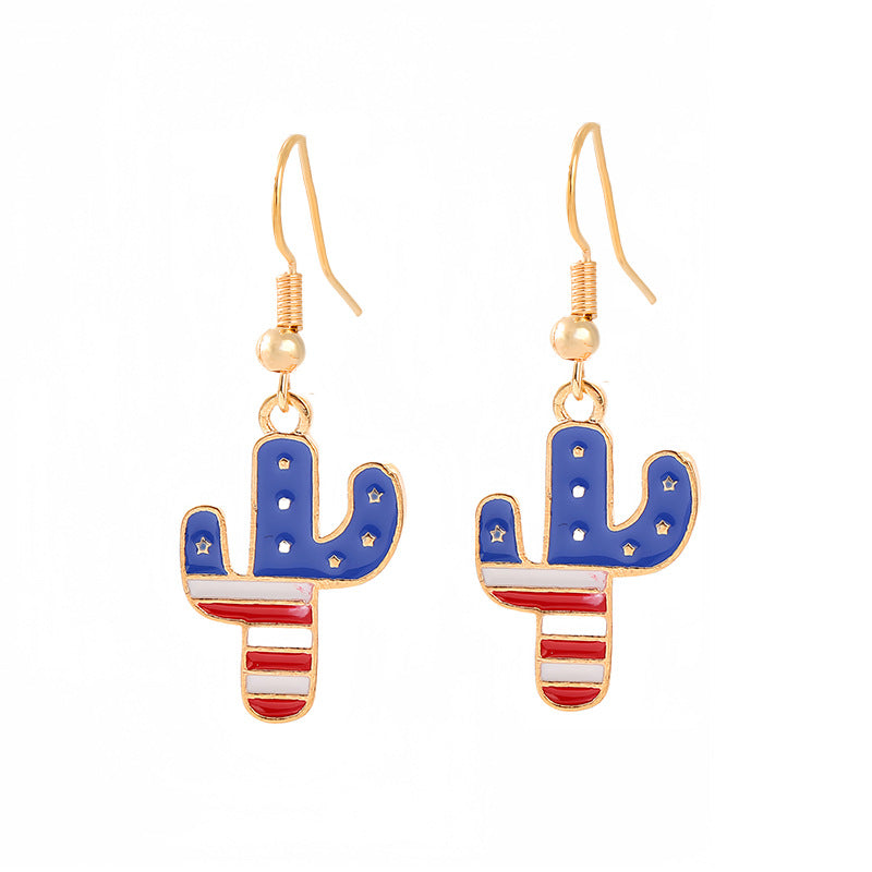 Ladies enamel earrings horseshoe with star stripe motif Bowlift