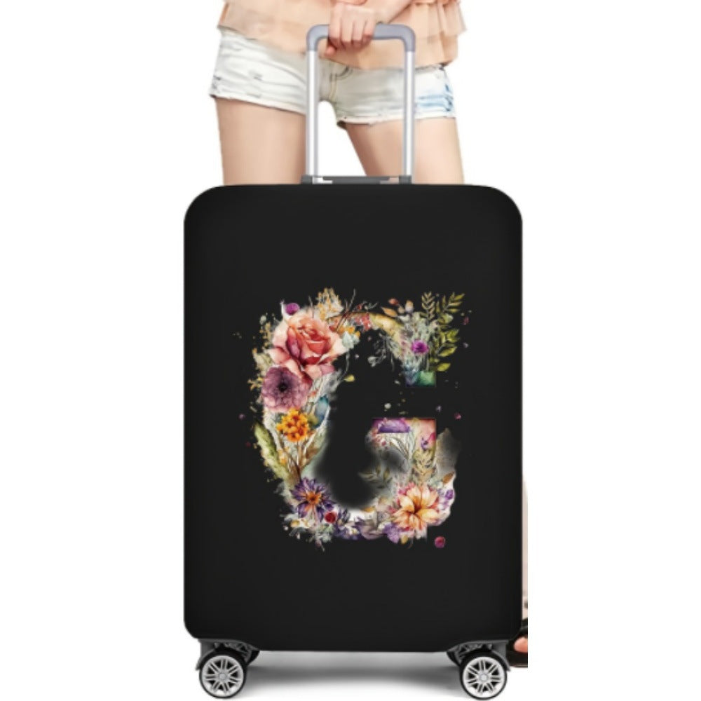 Women's Hard Shell Suitcase with Floral Initial Design Bowlift