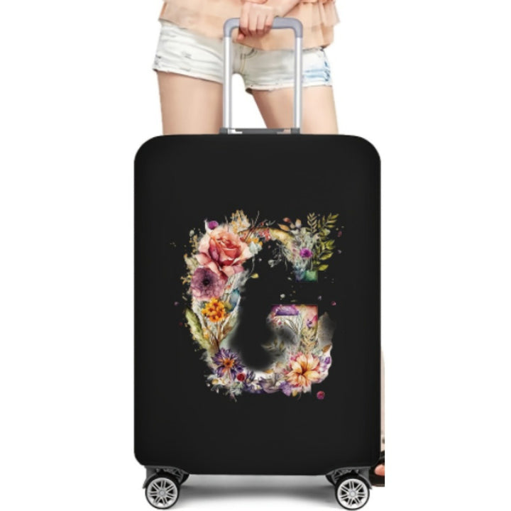 Women's Hard Shell Suitcase with Floral Initial Design Bowlift