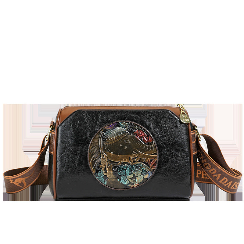 Vintage-Inspired Leather Crossbody Bag Bowlift