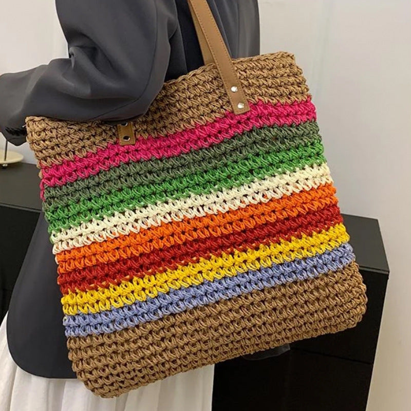 Handcrafted Tote Bag Made from Sustainable Materials with Colorful Stripes Bowlift