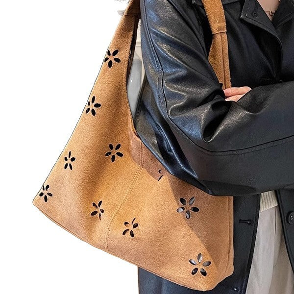 Floral Cut-Out Slouchy Tote Bowlift