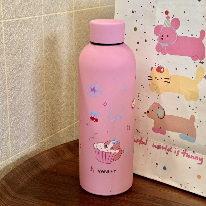 Ladies insulated water bottle with playful animal design Bowlift