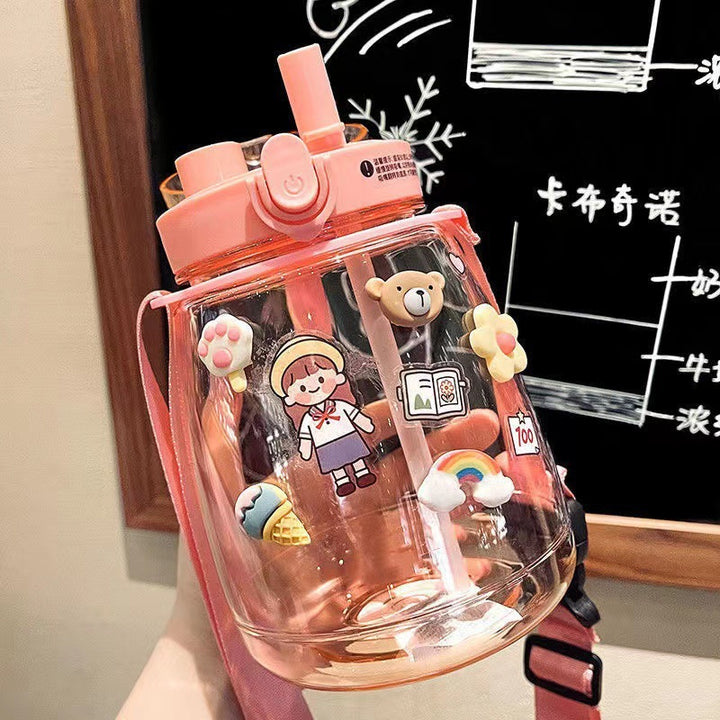 Women Glass Drinking Bottle with Secure Lid Bowlift