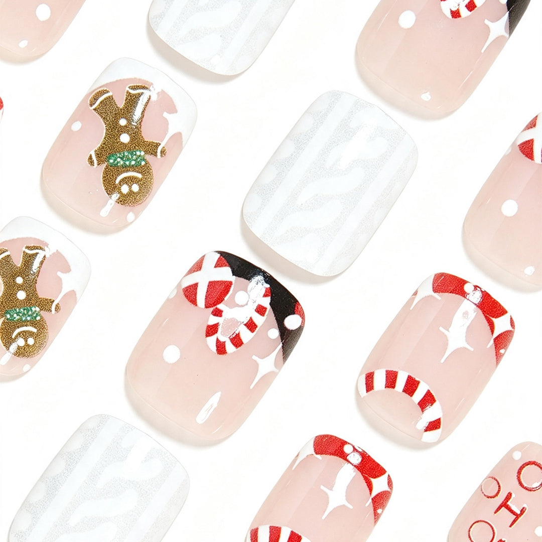 Festive Holiday-Themed Press-On Nail Art Bowlift