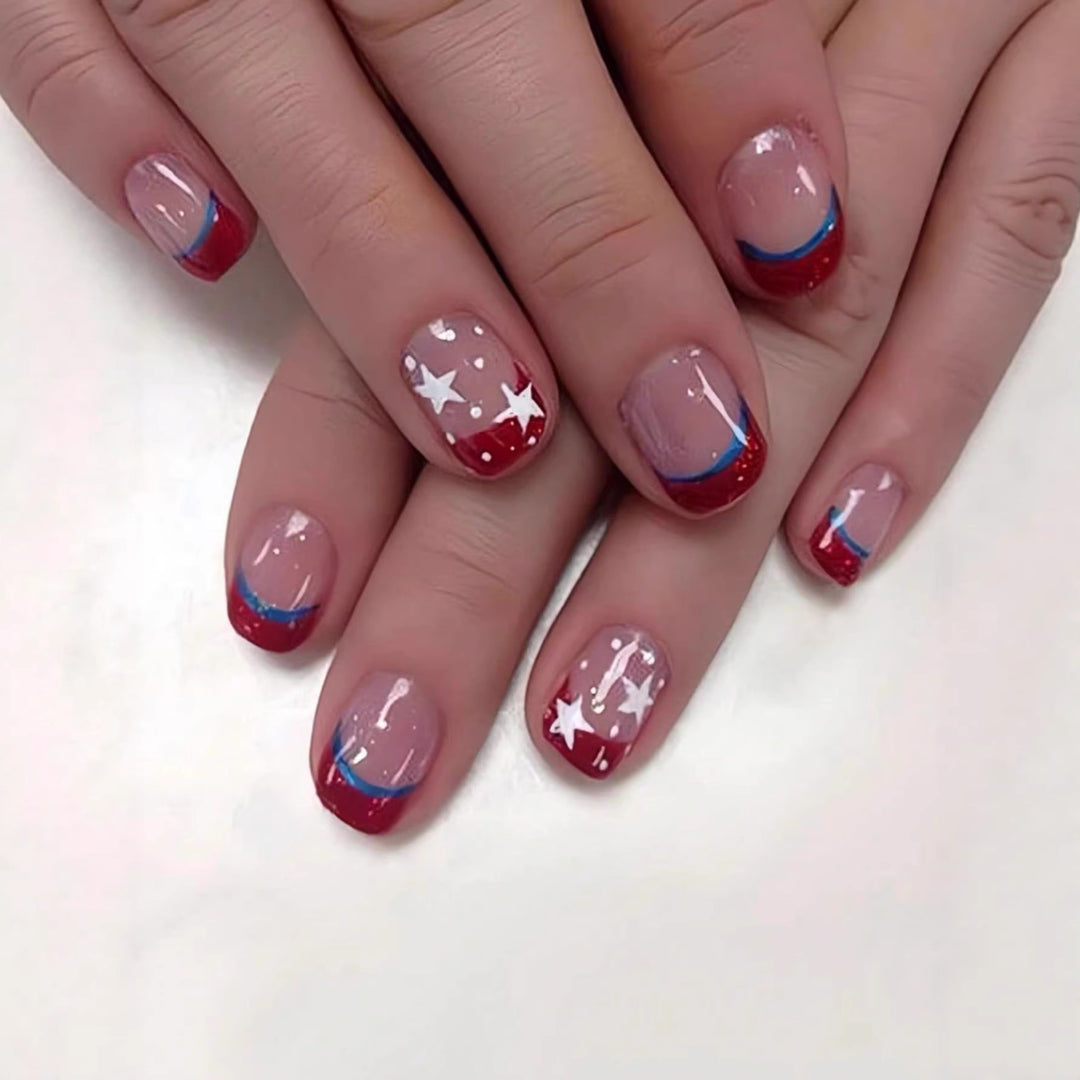 Patriotic Gel Nail Art Extensions Bowlift