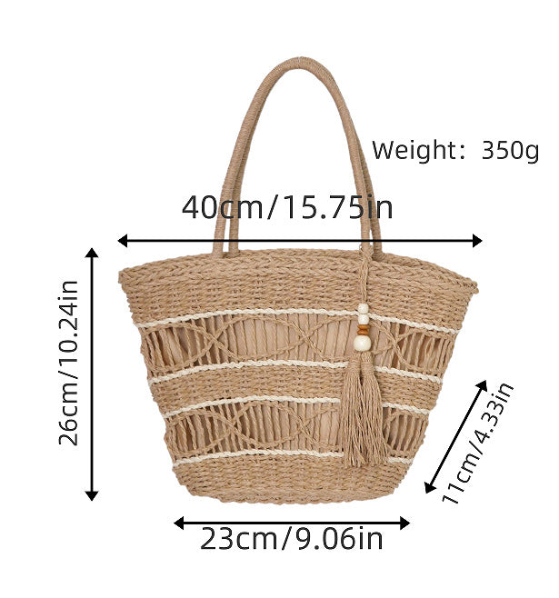 Braided basket bag with tassel details Bowlift