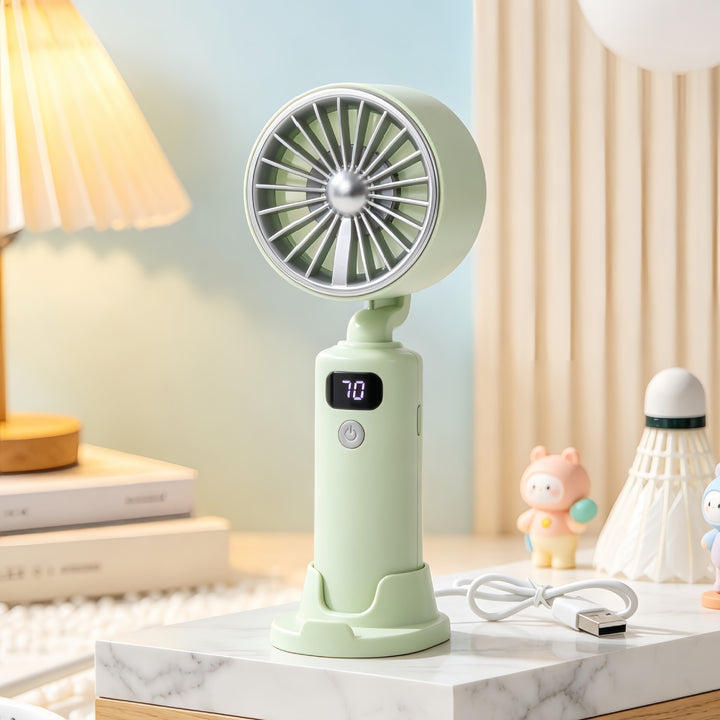 Electric Hand Fan with Digital Speed Display and Adjustable Tilt Angle Bowlift