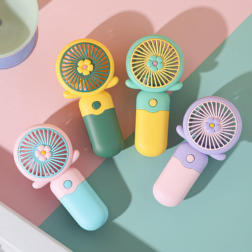 Unisex Portable Hand Fan with Cheerful Flower Design Bowlift