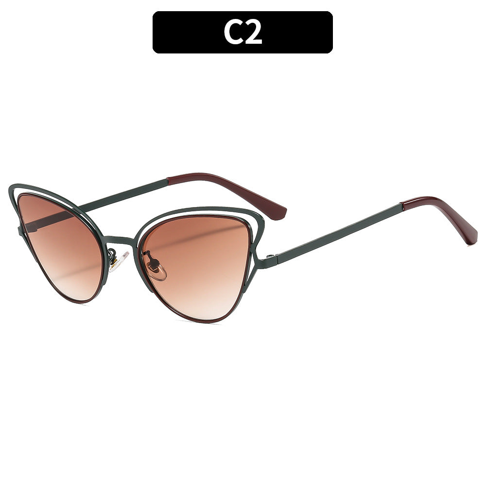 Women's Cat-Eye Sunglasses with Luxurious Metal Frame and High-Quality Gradient Lenses Bowlift