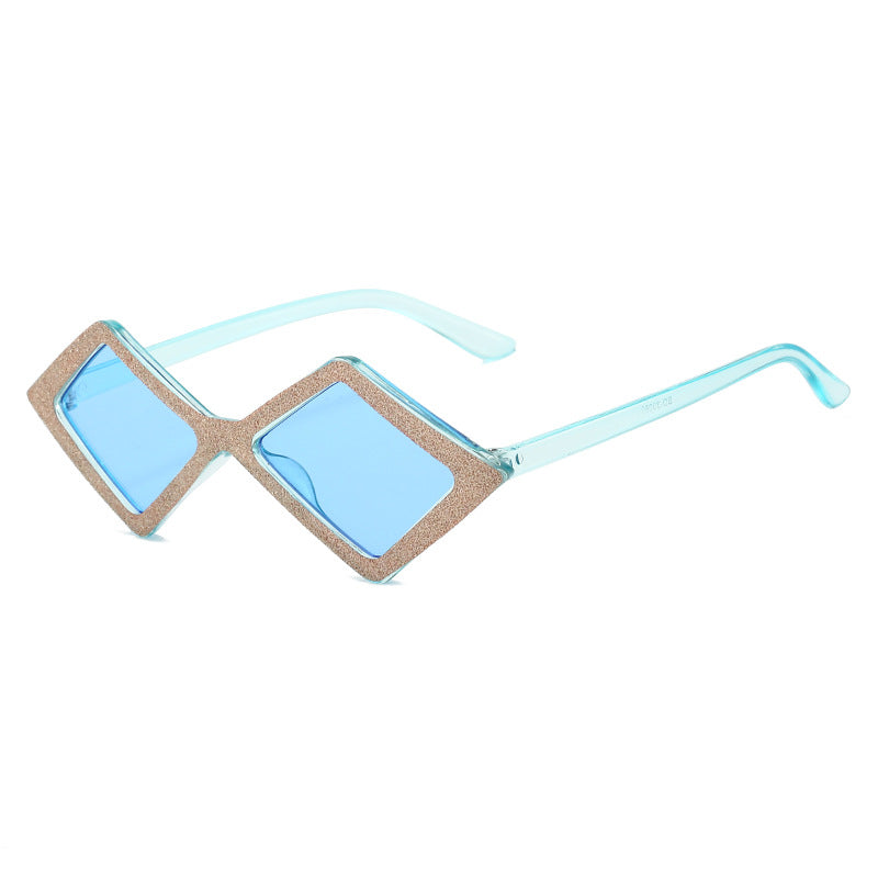 Ladies futuristic, geometric sunglasses with glittering frame Bowlift