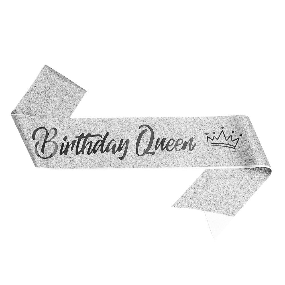 Women's festive birthday sash with glitter Bowlift