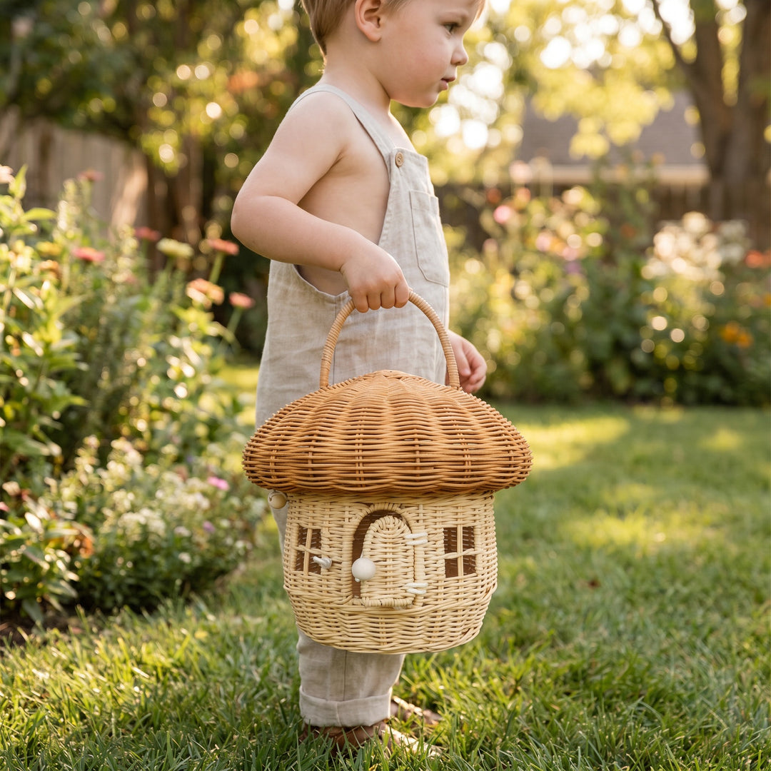 Whimsical Mushroom-Shaped Woven Storage Basket Bowlift