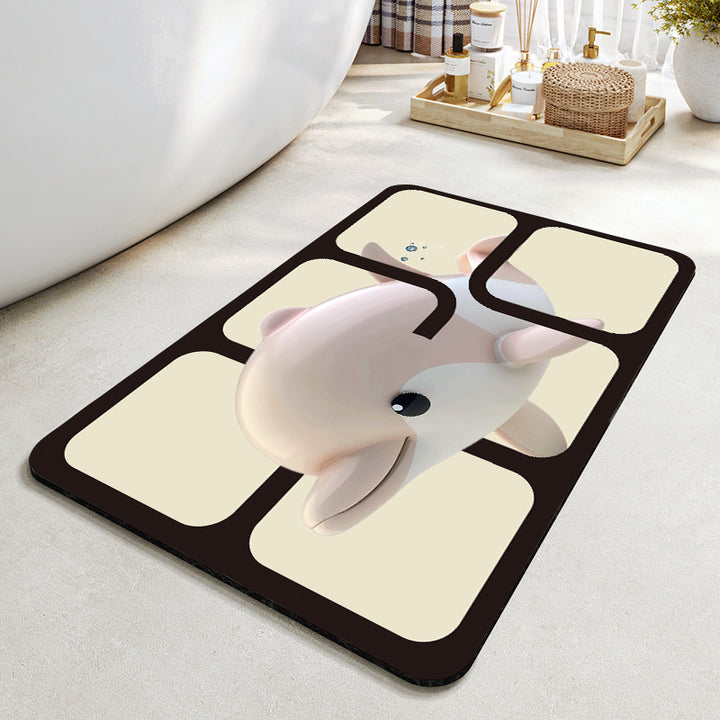 Mermaid-Themed Memory Foam Bath Mat Bowlift
