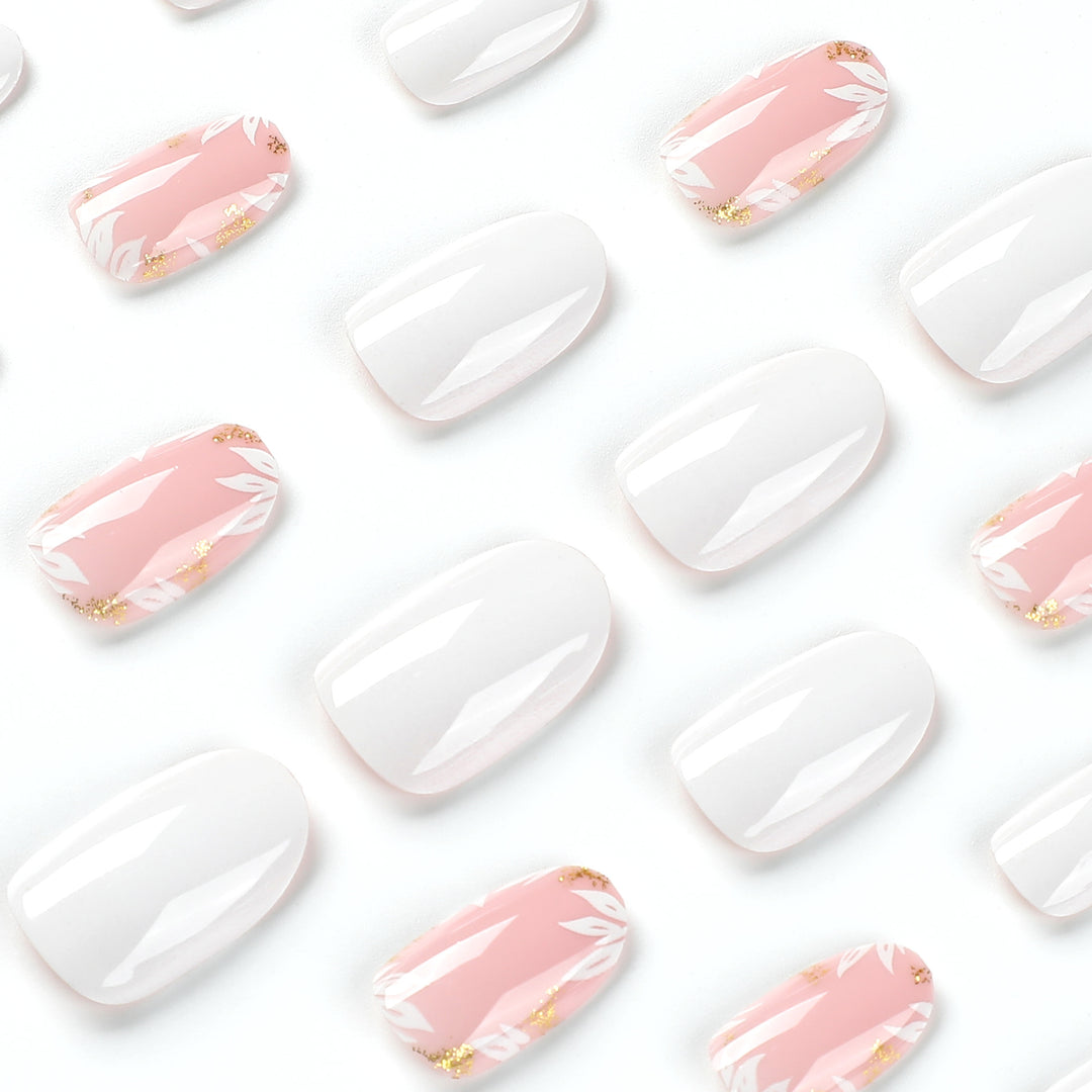 Artistic nail designs with glitter and floral accent Bowlift