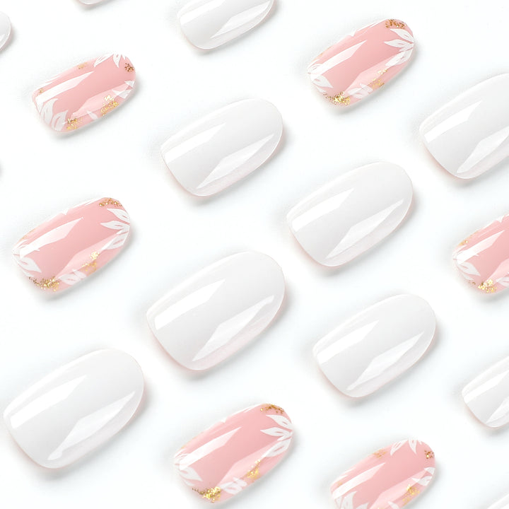 Artistic nail designs with glitter and floral accent Bowlift