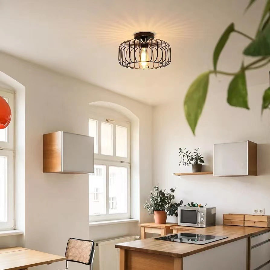 BowLift | Modern Industrial Birdcage Ceiling Lamp Black