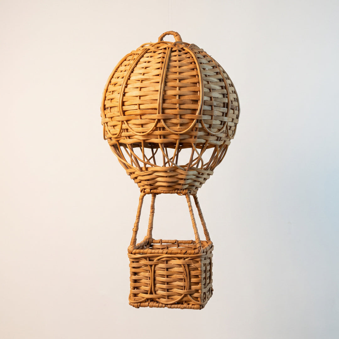 Handwoven storage basket in hot air balloon design Bowlift