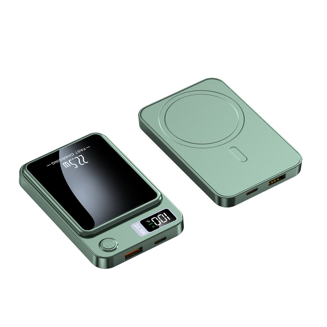 Portable charger with wireless fast charging capability and digital display Bowlift