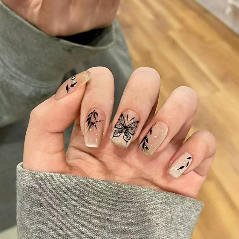 Elegant French Tip Press-On Nail Set Bowlift