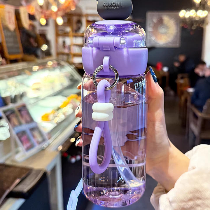 Women's water bottle with interactive lid and cute character design Bowlift