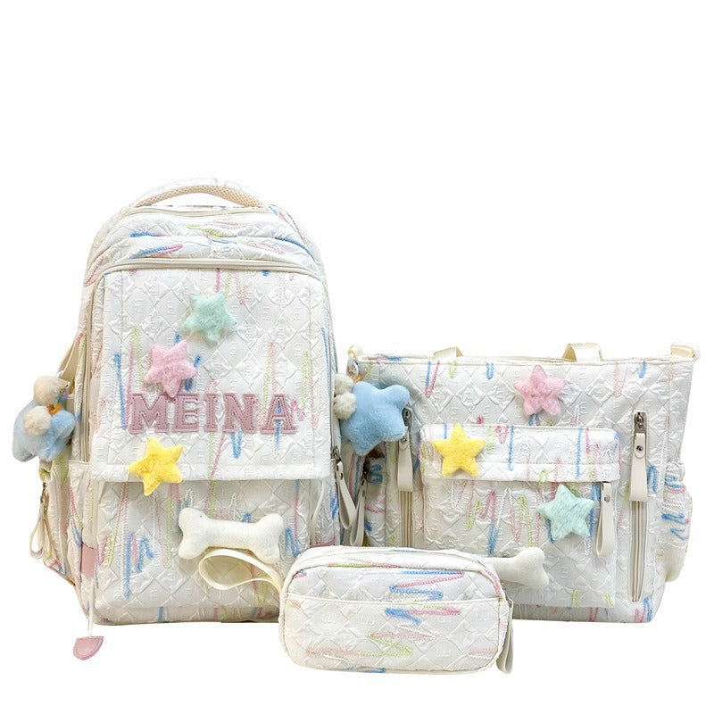 Cute Quilted School Backpack and Tote Set Bowlift